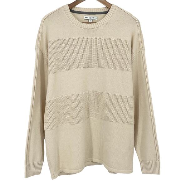 AND NOW THIS NWT Men's Textured Knit Sweater Cream Size Large Relaxed Fit - Picture 1 of 6
